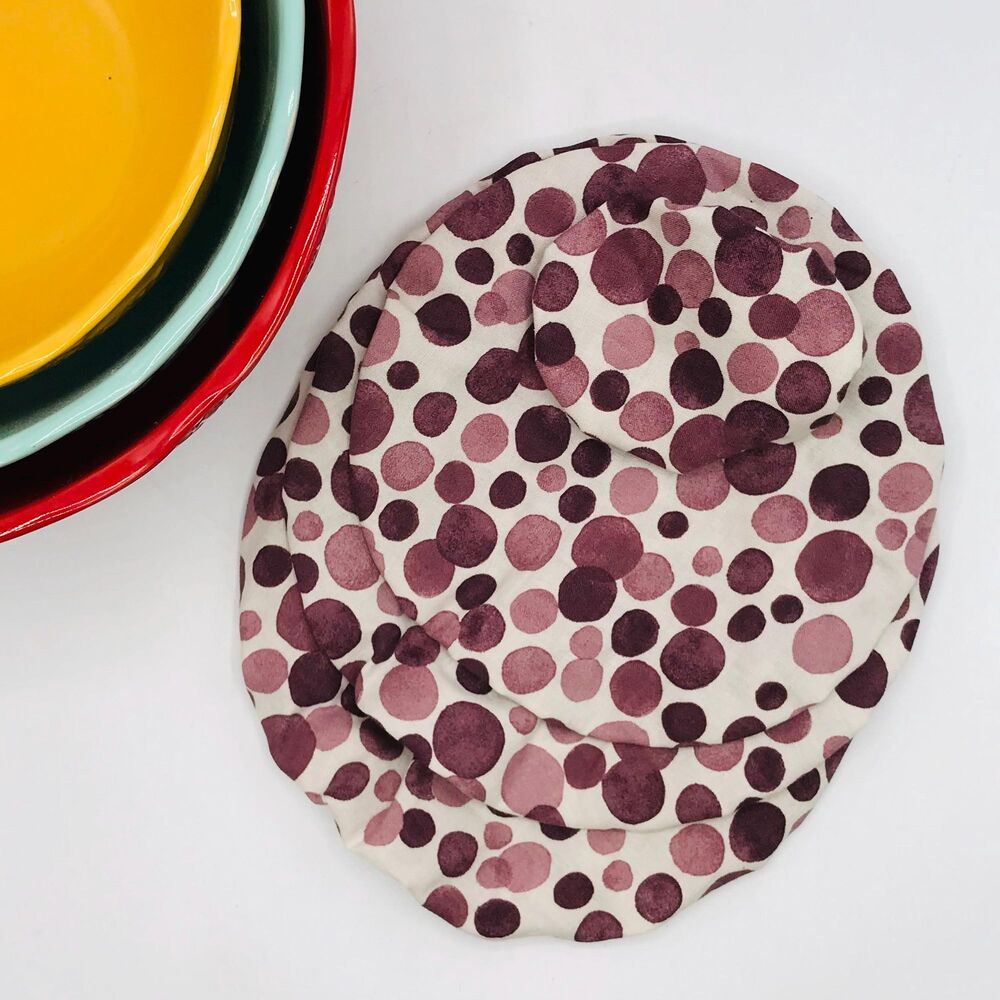 Cotton Bowl Cover For Sourdough, 4 Size Set, Reusable Washable Faded Purple Dots